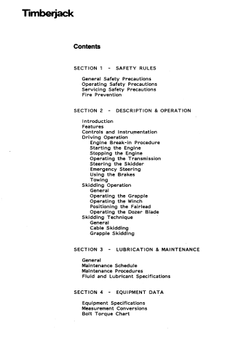 8044710 - JOHN DEERE TIMBERJACK 450A (A SERIES) FORESTRY SKIDDERE OPERATOR MANUAL