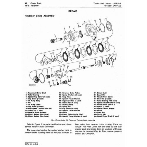 TECHNICAL SERVICE MANUAL - JOHN DEERE 301A UTILITY CONSTRUCTION TRACTOR, LOADER TM1088 