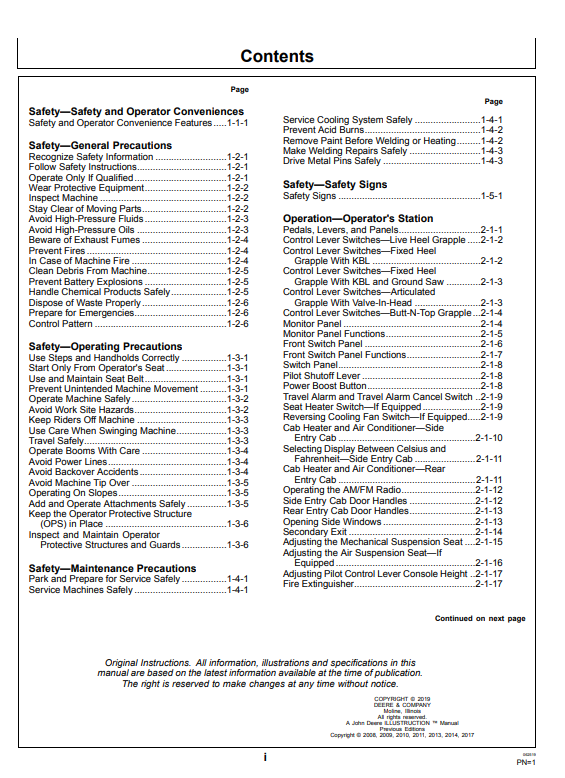 JOHN DEERE 230LC (METRIC) Construction Excavators OPERATOR MANUAL - OMT184910