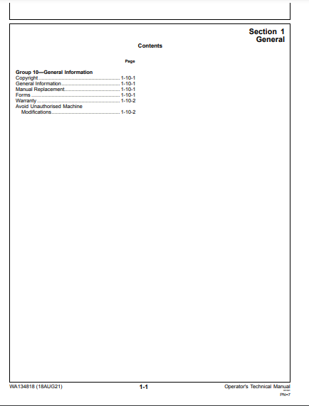 OPERATOR MANUAL - JOHN DEERE TIMBERRITE™ X-20 Waratah Felling Head WA134818