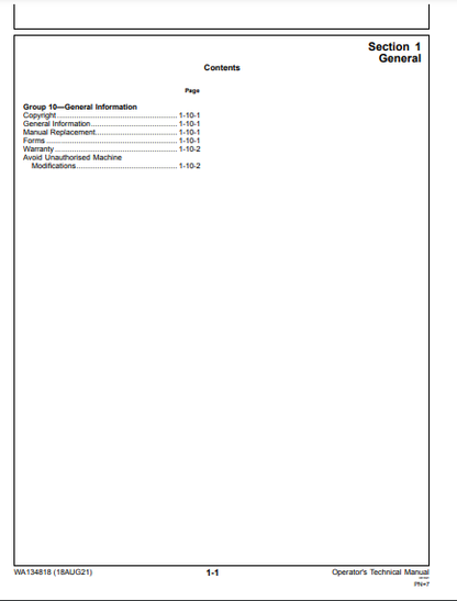 OPERATOR MANUAL - JOHN DEERE TIMBERRITE™ X-20 Waratah Felling Head WA134818