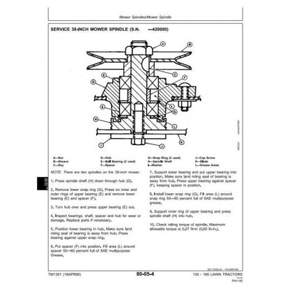 TECHNICAL SERVICE MANUAL -  JOHN DEERE 180, RIDING LAWN TRACTORS TM1351