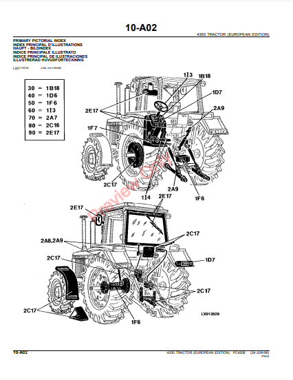 JOHN DEERE 4350 TRACTOR PC4208 - PARTS CATALOG MANUAL