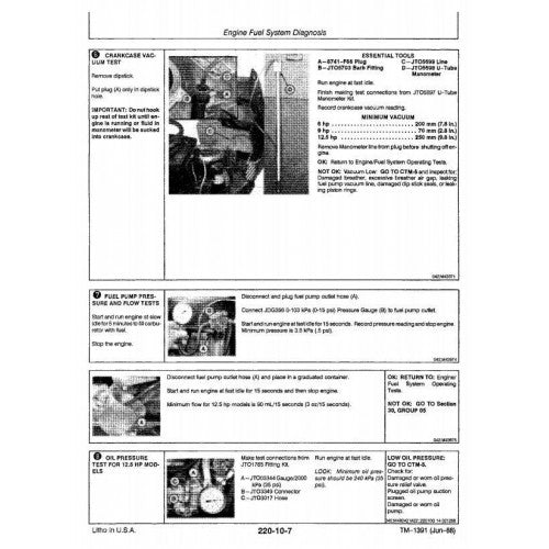 DIAGNOSTIC AND REPAIR TECHNICAL MANUAL -  JOHN DEERE RIDING MOWERS RX63, RX73, RX75, RX96, SX75, SX96 TM1391