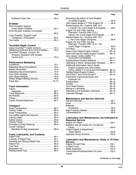 OMRE340980- JOHN DEERE 9460RT, 9510RT, 9560RT Construction Scraper Tractors OPERATOR MANUAL