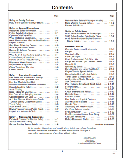 JOHN DEERE 753GL, 608L (G SERIES, 608 SERIES) Forestry Tracked Feller Bunchers OPERATOR MANUAL - OMF387433