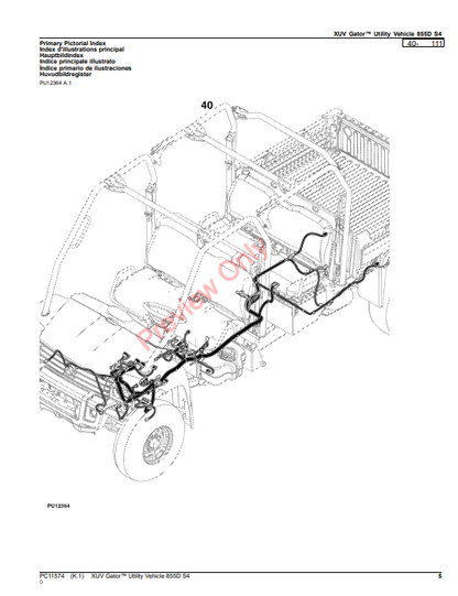 JOHN DEERE XUV GATOR UTILITY VEHICLE 855D S4 PC11574 - PARTS CATALOG MANUAL