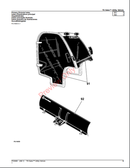 JOHN DEERE TS GATOR UTILITY VEHICLE PC9460 - PARTS CATALOG MANUAL