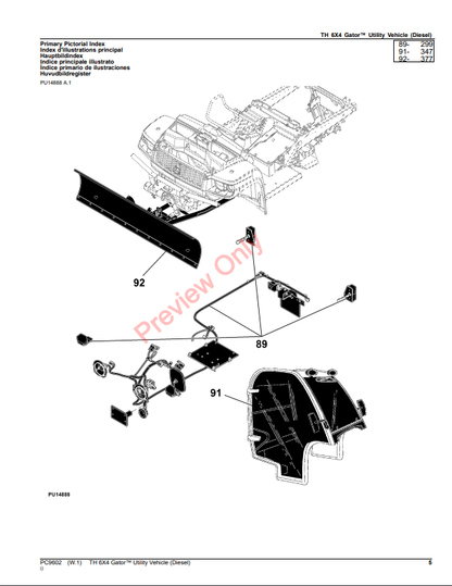 JOHN DEERE TH 6X4 GATOR UTILITY VEHICLE (DIESEL) PC9602 - PARTS CATALOG MANUAL