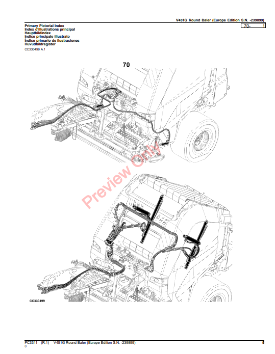 JOHN DEERE V451G ROUND BALER (EUROPE EDITION) PC3311 - PARTS CATALOG MANUAL