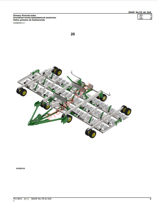 JOHN DEERE N543F NO-TILL AIR DRILL PC13812 - PARTS CATALOG MANUAL