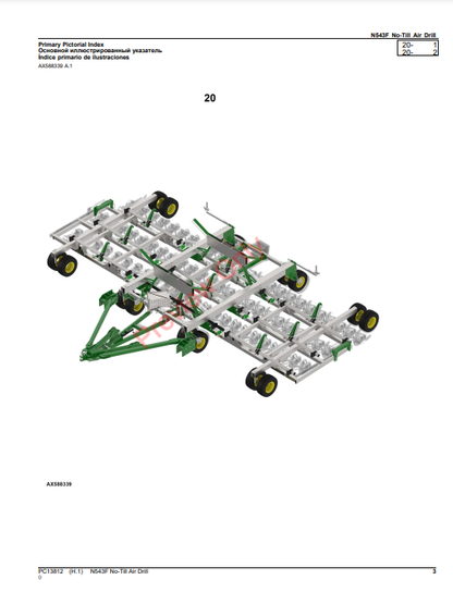 JOHN DEERE N543F NO-TILL AIR DRILL PC13812 - PARTS CATALOG MANUAL