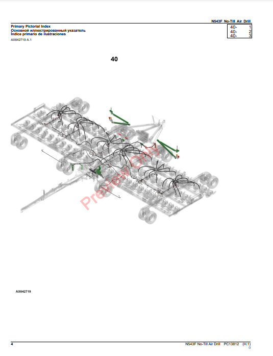 JOHN DEERE N543F NO-TILL AIR DRILL PC13812 - PARTS CATALOG MANUAL