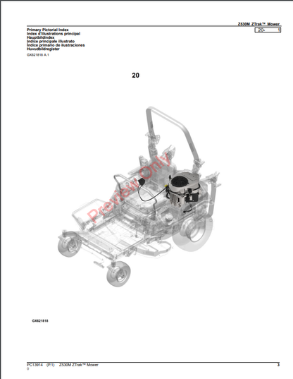 JOHN DEERE Z530M ZTRAK MOWER PC13914 - PARTS CATALOG MANUAL