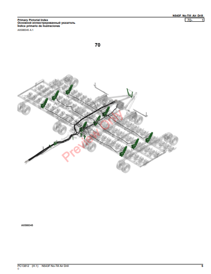 JOHN DEERE N543F NO-TILL AIR DRILL PC13812 - PARTS CATALOG MANUAL