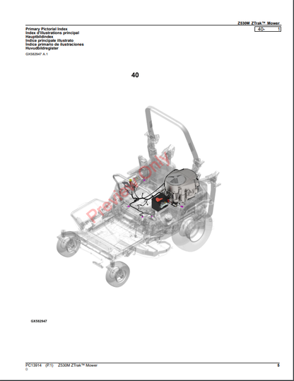 JOHN DEERE Z530M ZTRAK MOWER PC13914 - PARTS CATALOG MANUAL