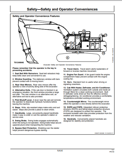 OPERATOR MANUAL - JOHN DEERE 380GLC (G SERIES) Construction Excavator OMT351367X19