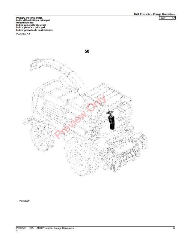 JOHN DEERE AMS PRODUCTS-FORAGE HARVESTERS PC10339 - PARTS CATALOG MANUAL