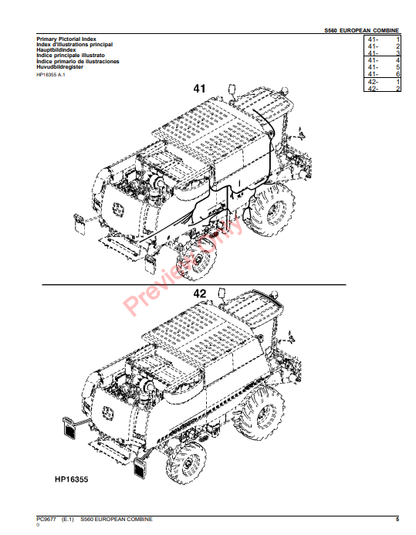 JOHN DEERE S560 COMBINE PC9677 - PARTS CATALOG MANUAL