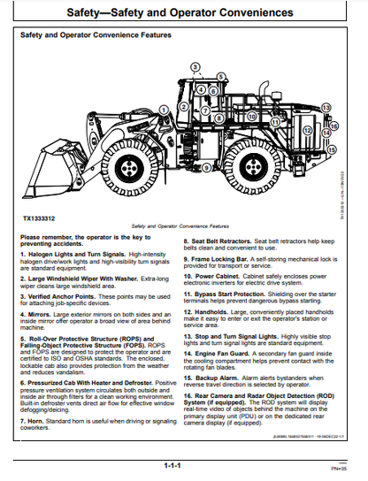 OPERATOR MANUAL - JOHN DEERE 944 X Construction Loader OMT474671X019