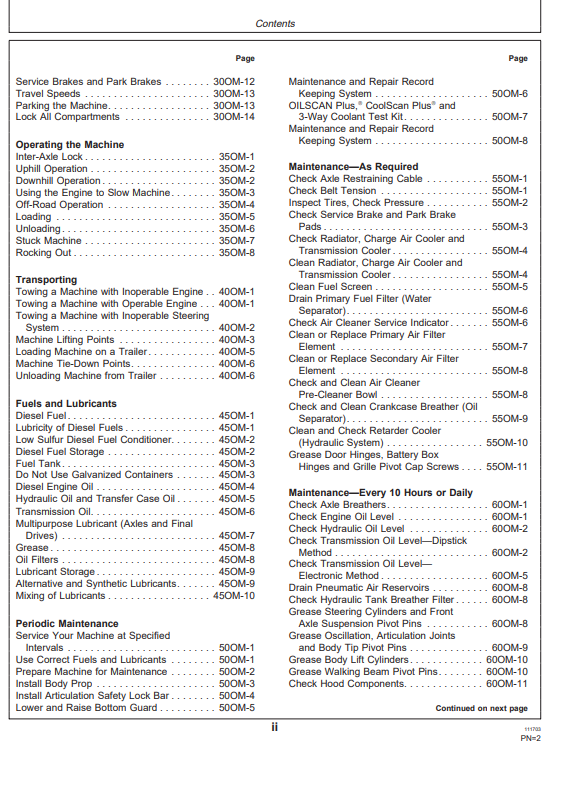 JOHN DEERE B30C(C SERIES) Construction Articulated Dump Trucks OPERATOR MANUAL - OMT167175