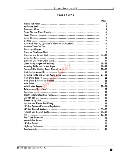 JOHN DEERE 458 GRAIN DRYER PC617 - PARTS CATALOG MANUAL