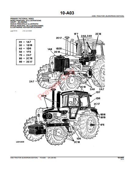 JOHN DEERE 4350 TRACTOR PC4208 - PARTS CATALOG MANUAL