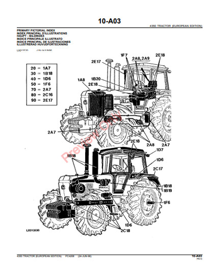 JOHN DEERE 4350 TRACTOR PC4208 - PARTS CATALOG MANUAL