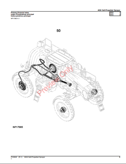 JOHN DEERE 4830 SELF-PROPELLED SPRAYER PC9648 - PARTS CATALOG MANUAL