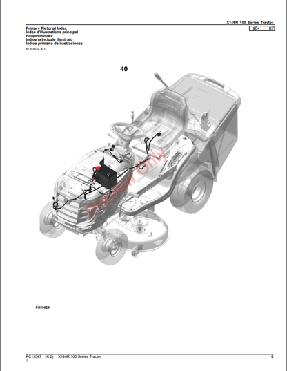 JOHN DEERE X146R 100 SERIES TRACTOR PC13347 - PARTS CATALOG MANUAL