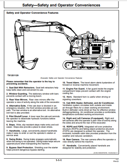 OPERATOR MANUAL - JOHN DEERE 345 P CONSTRUCTION EXCAVATOR OMT480097X019