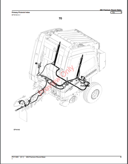 JOHN DEERE 469 PREMIUM ROUND BALER PC11465 - PARTS CATALOG MANUAL