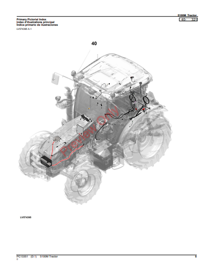 JOHN DEERE 5100M TRACTOR PC13351 - PARTS CATALOG MANUAL