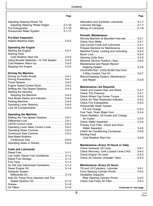 JOHN DEERE 643H, 843H, 740, 840 (G SERIES) Forestry Wheeled Feller Bunchers OPERATOR MANUAL - OMT186093