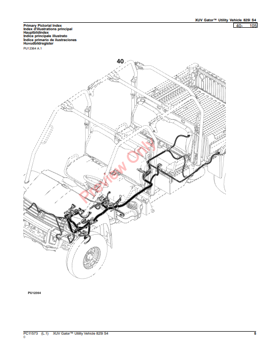 JOHN DEERE XUV GATOR UTILITY VEHICLE 825I S4 PC11573 - PARTS CATALOG MANUAL