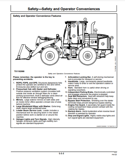 OPERATOR MANUAL - JOHN DEERE 544K (0) Construction Loader OMT361499X19