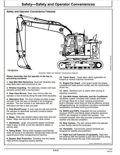 OPERATOR MANUAL - JOHN DEERE 135 P CONSTRUCTION EXCAVATOR OMT480092X019