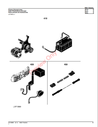 JOHN DEERE 5625 TRACTOR PC10869 - PARTS CATALOG MANUAL