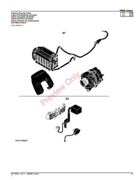 JOHN DEERE 5065M TRACTOR PC10540 - PARTS CATALOG MANUAL