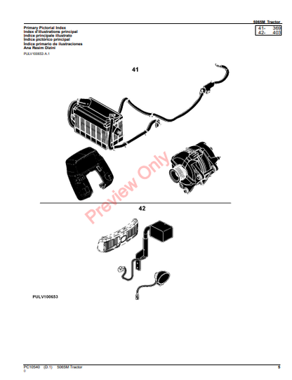 JOHN DEERE 5065M TRACTOR PC10540 - PARTS CATALOG MANUAL