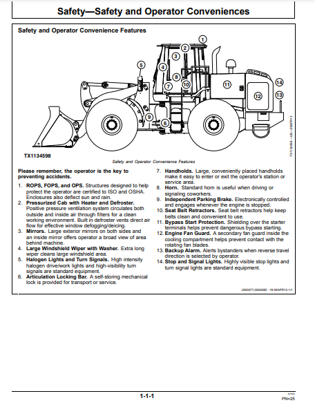 OPERATOR MANUAL - JOHN DEERE 844K Construction Loader OMT228004