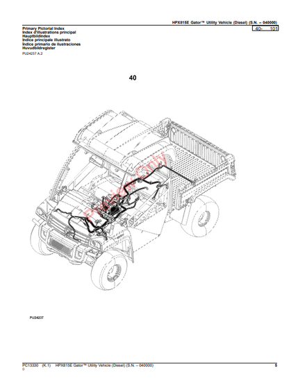 JOHN DEERE HPX815E GATOR UTILITY VEHICLE (DIESEL) (WORLDWIDE EDITION) PC13330 - PARTS CATALOG MANUAL