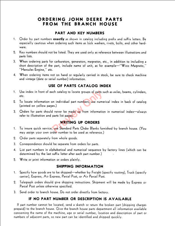 JOHN DEERE SIDE-DELIVERY RAKES PC166 - PARTS CATALOG MANUAL