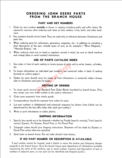 JOHN DEERE SIDE-DELIVERY RAKES PC166 - PARTS CATALOG MANUAL