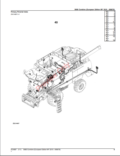 JOHN DEERE S680 COMBINE PC4887 - PARTS CATALOG MANUAL