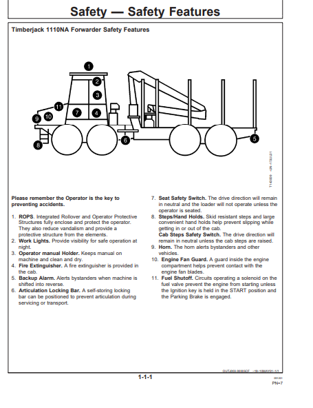 OMF062546 - JOHN DEERE 1110NA Forestry Forwarders OPERATOR MANUAL