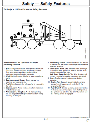 OMF062546 - JOHN DEERE 1110NA Forestry Forwarders OPERATOR MANUAL