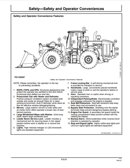 OPERATOR MANUAL - JOHN DEERE 824K SERIES II (0) Construction Loader OMT353085X19