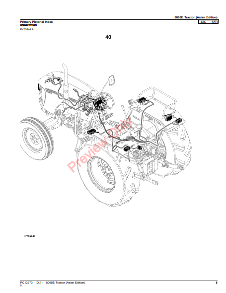 JOHN DEERE 5065E TRACTOR (ASIAN EDITION) PC12273 - PARTS CATALOG MANUAL