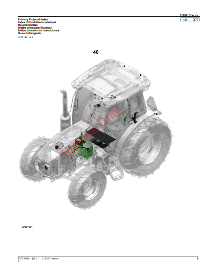 JOHN DEERE 5115R TRACTOR PC13106 - PARTS CATALOG MANUAL